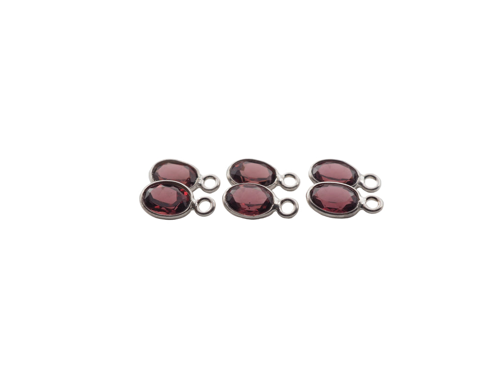 Garnet Bezel 7x5 mm , Single  Connector, Garnet Bezel, Garnet Charm, 925 Sterling Silver(GTG-SBG-13)