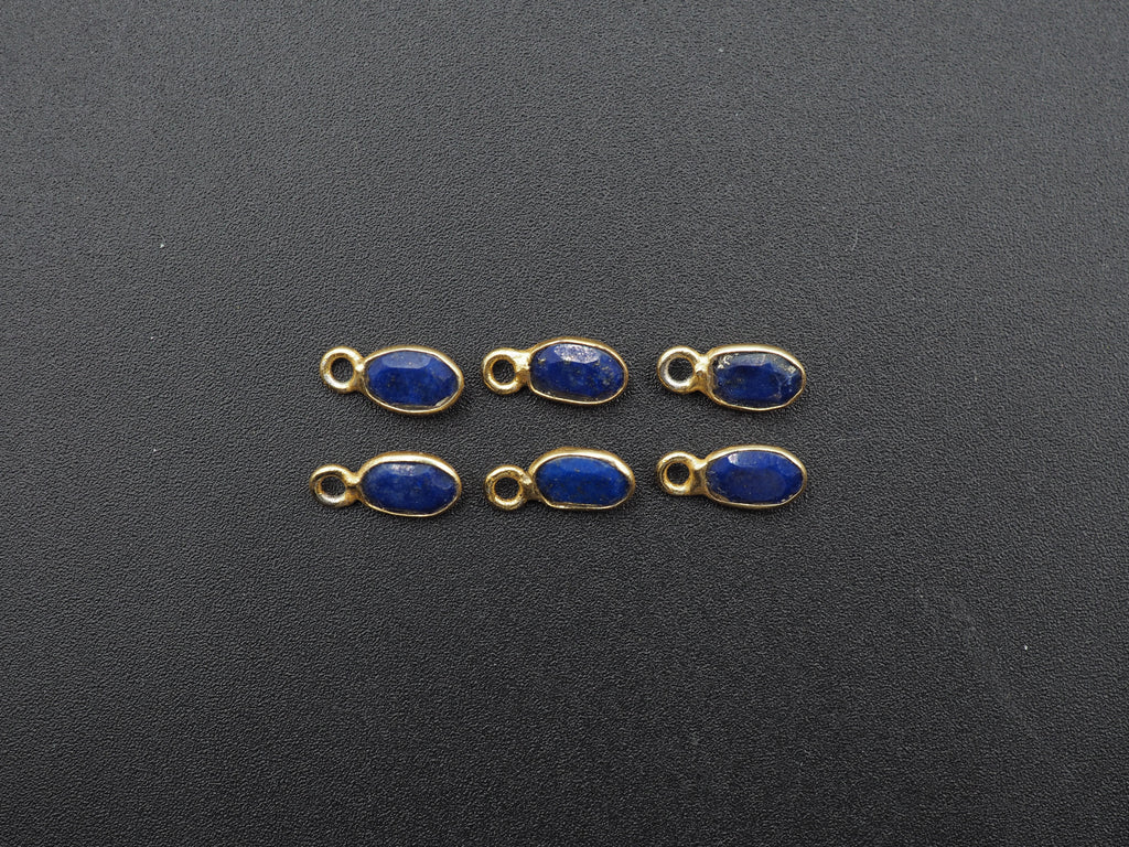 Lapis 18K Gold Filled Bezel 6x4mm, Single Connector, Lapis Charm