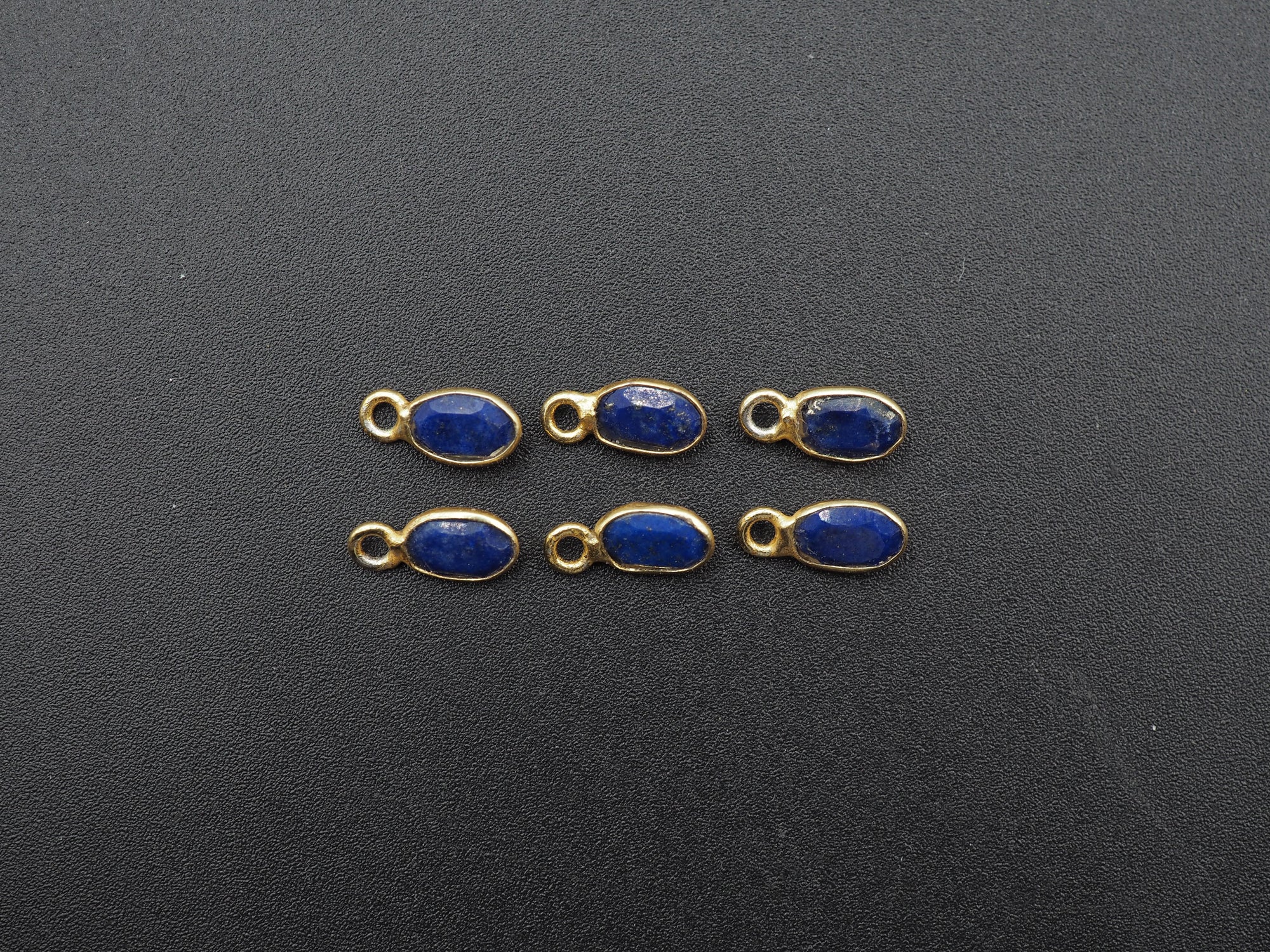 Lapis 18K Gold Filled Bezel 6x4mm, Single Connector, Lapis Charm