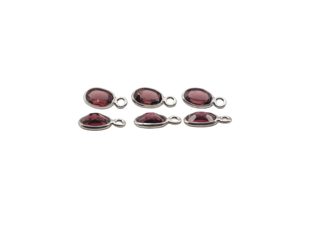 Garnet Bezel 7x5 mm , Single  Connector, Garnet Bezel, Garnet Charm, 925 Sterling Silver(GTG-SBG-13)