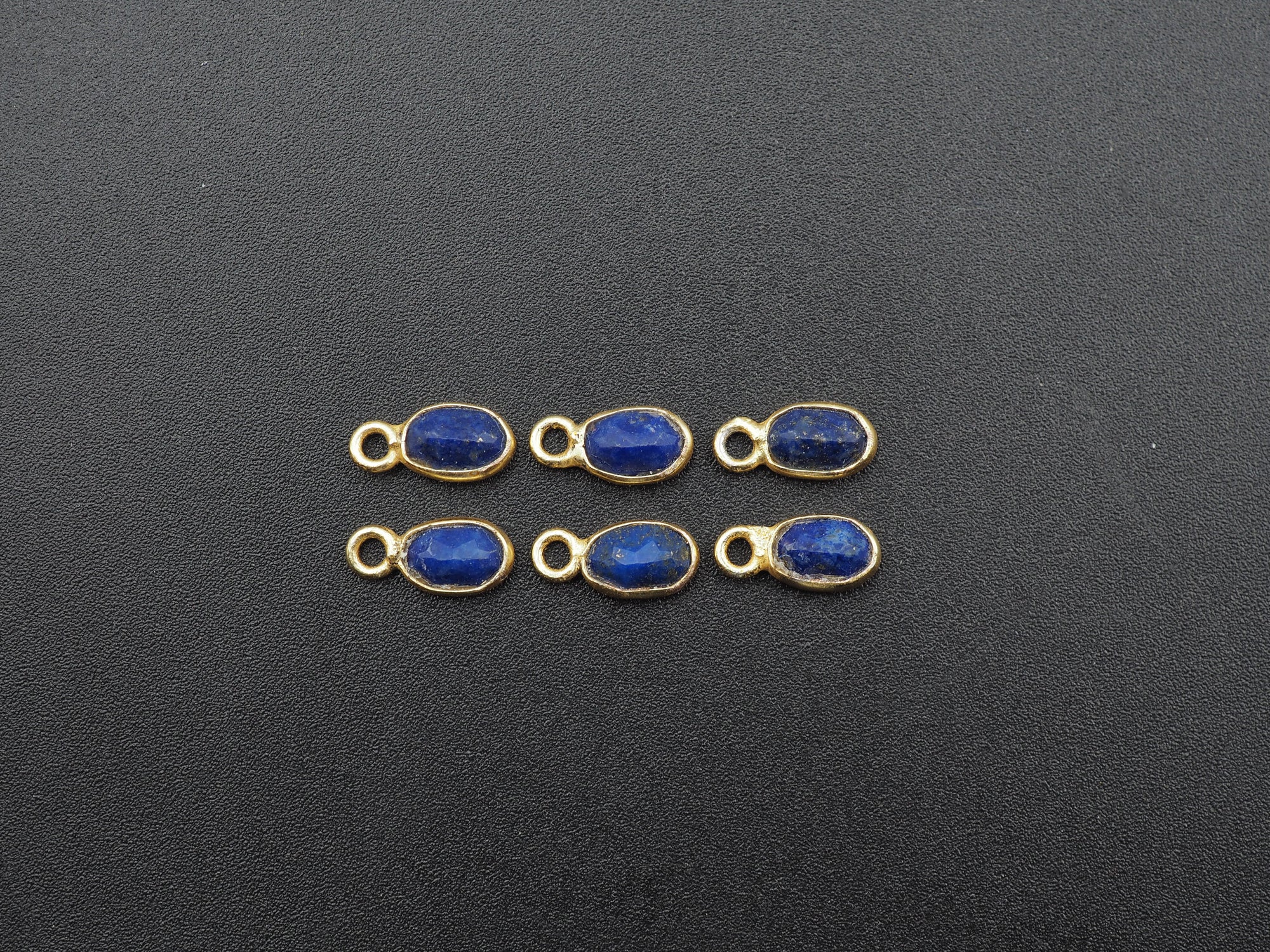 Lapis 18K Gold Filled Bezel 6x4mm, Single Connector, Lapis Charm