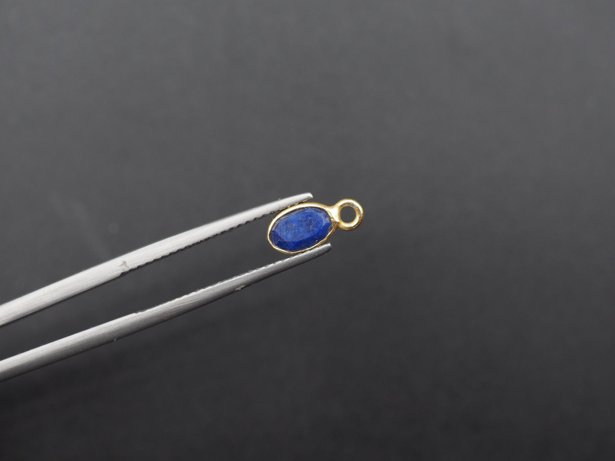 Lapis 18K Gold Filled Bezel 6x4mm, Single Connector, Lapis Charm