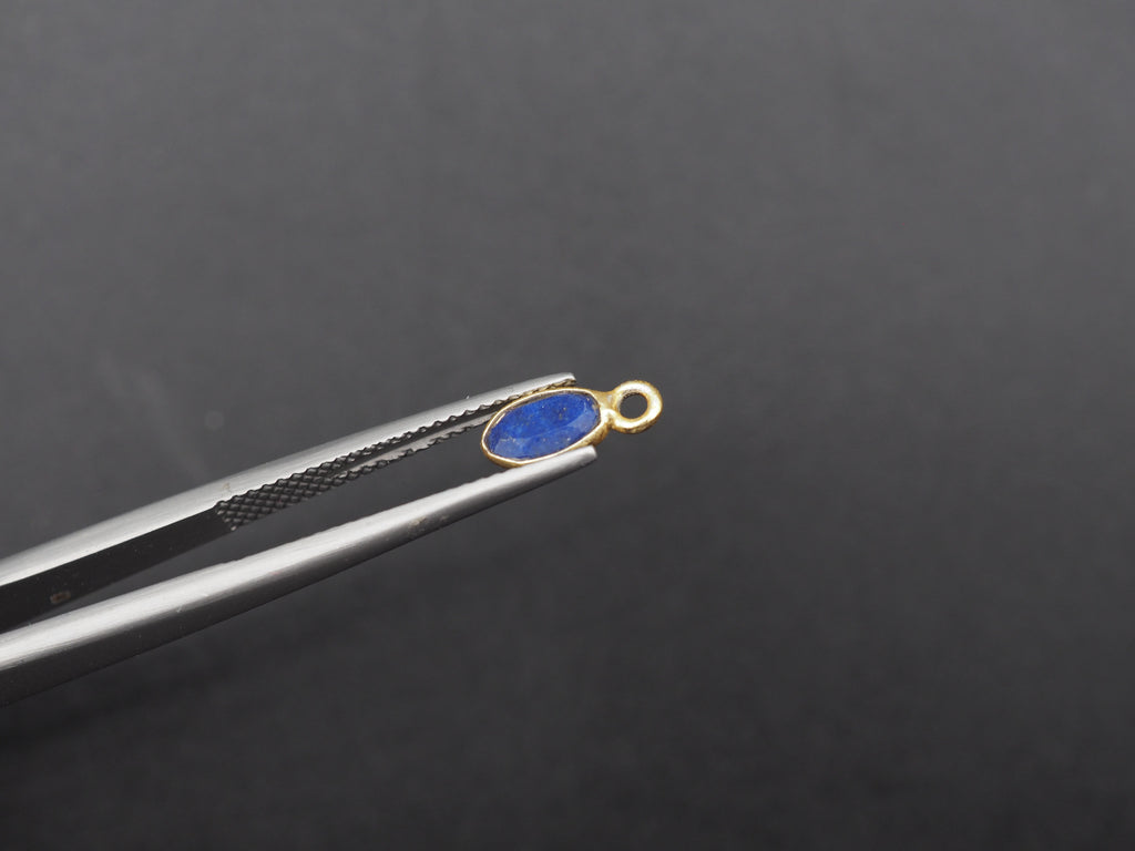 Lapis 18K Gold Filled Bezel 6x4mm, Single Connector, Lapis Charm