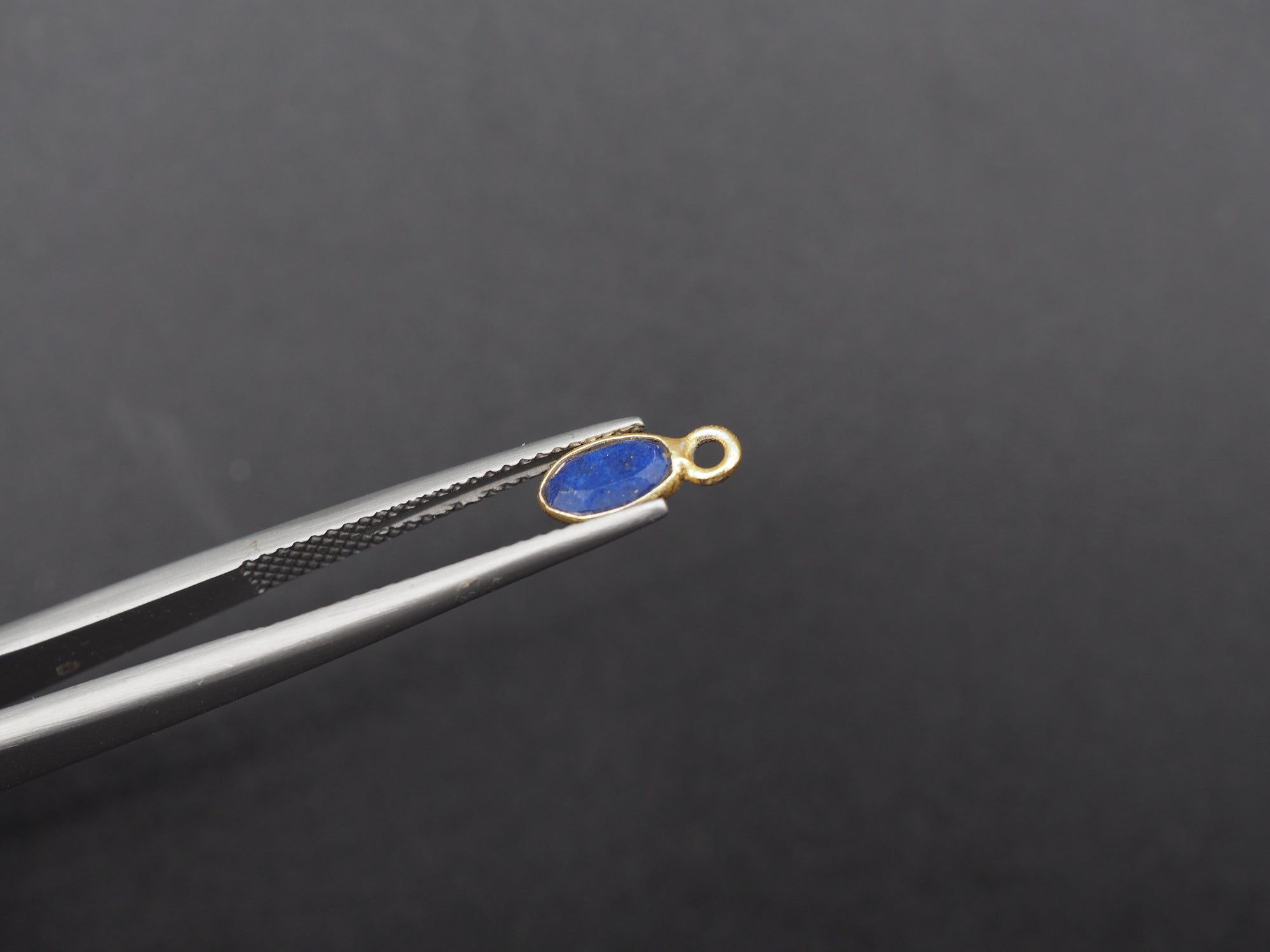 Lapis 18K Gold Filled Bezel 6x4mm, Single Connector, Lapis Charm