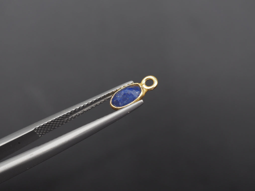 Lapis 18K Gold Filled Bezel 6x4mm, Single Connector, Lapis Charm
