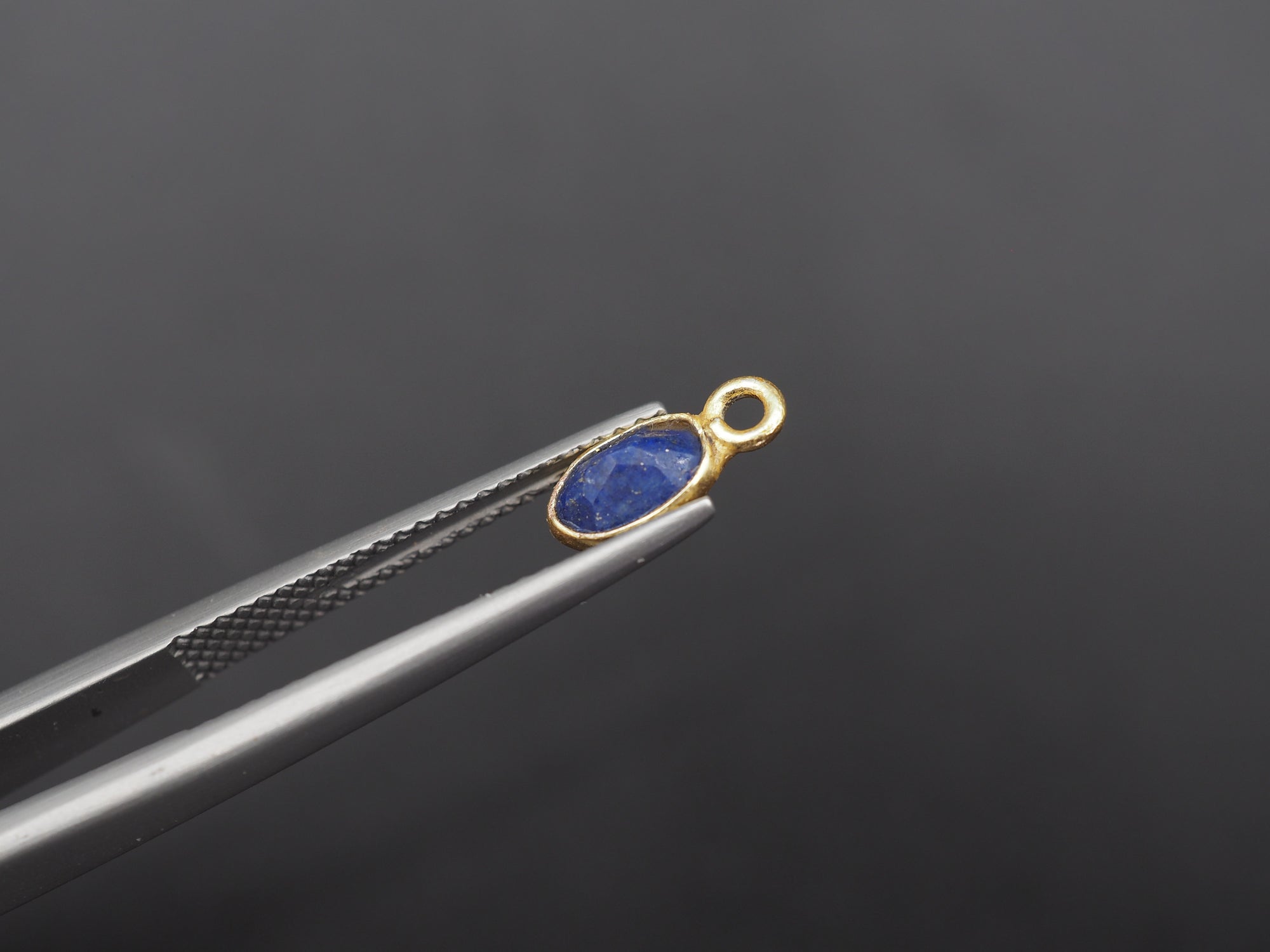 Lapis 18K Gold Filled Bezel 6x4mm, Single Connector, Lapis Charm