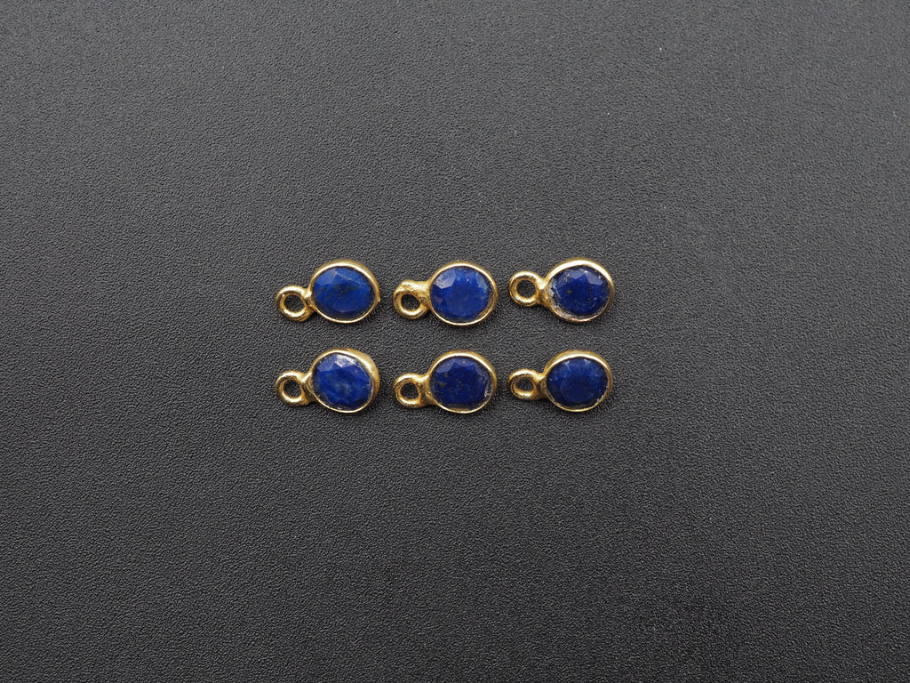Lapis 18K Gold Filled Bezel 5 mm, Single Connector, Lapis Charm