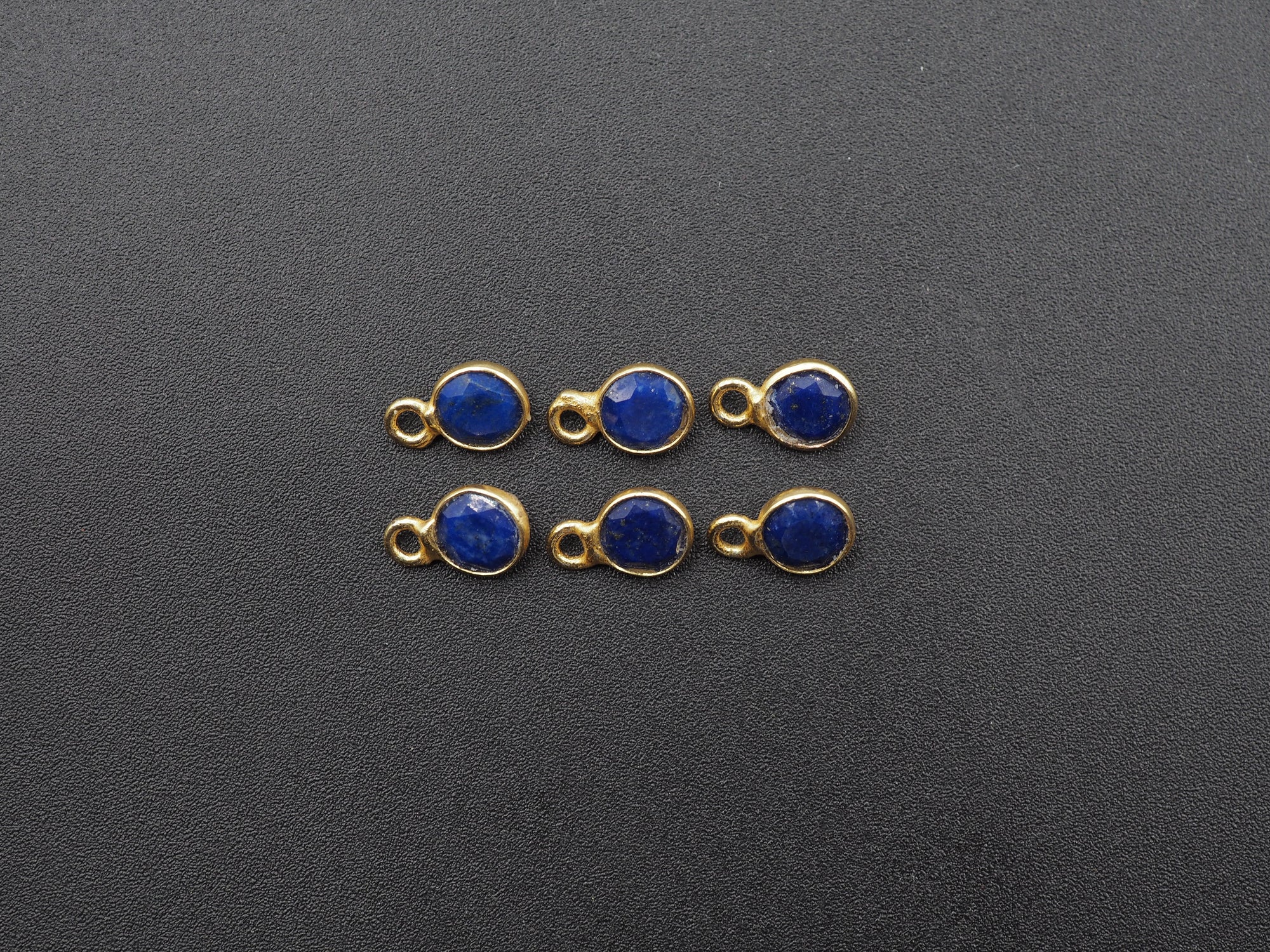 Lapis 18K Gold Filled Bezel 5 mm, Single Connector, Lapis Charm