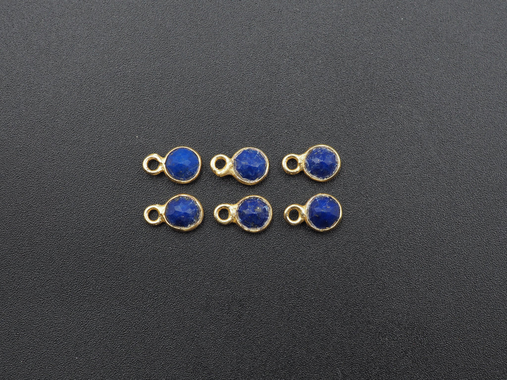 Lapis 18K Gold Filled Bezel 5 mm, Single Connector, Lapis Charm