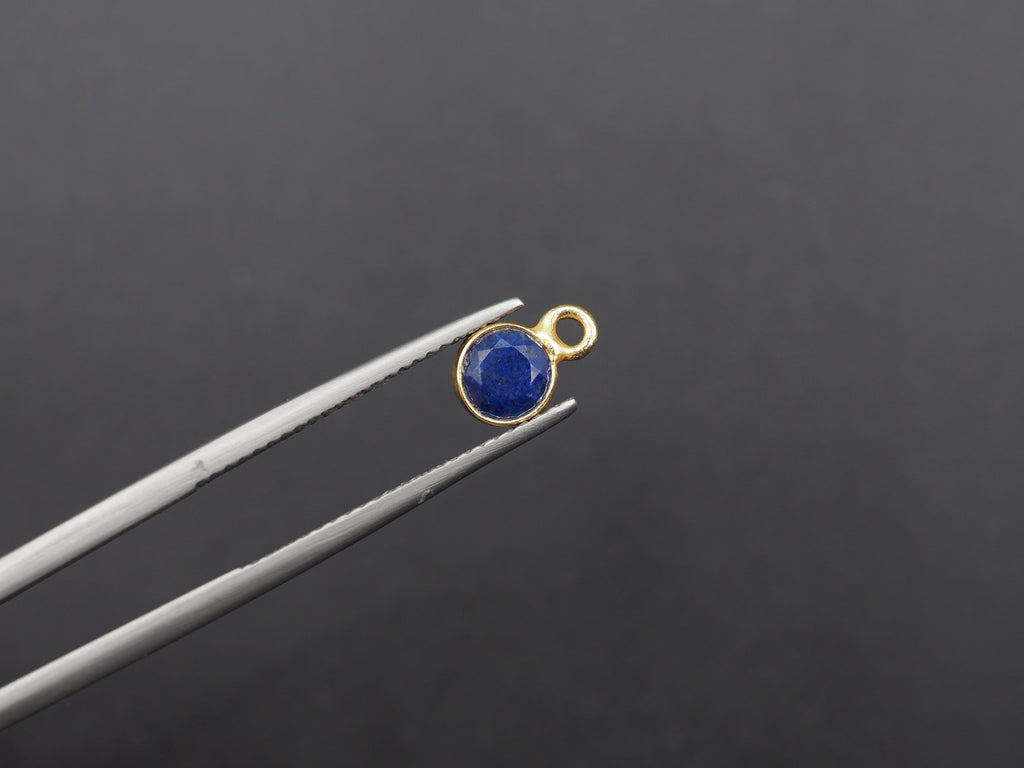 Lapis 18K Gold Filled Bezel 5 mm, Single Connector, Lapis Charm