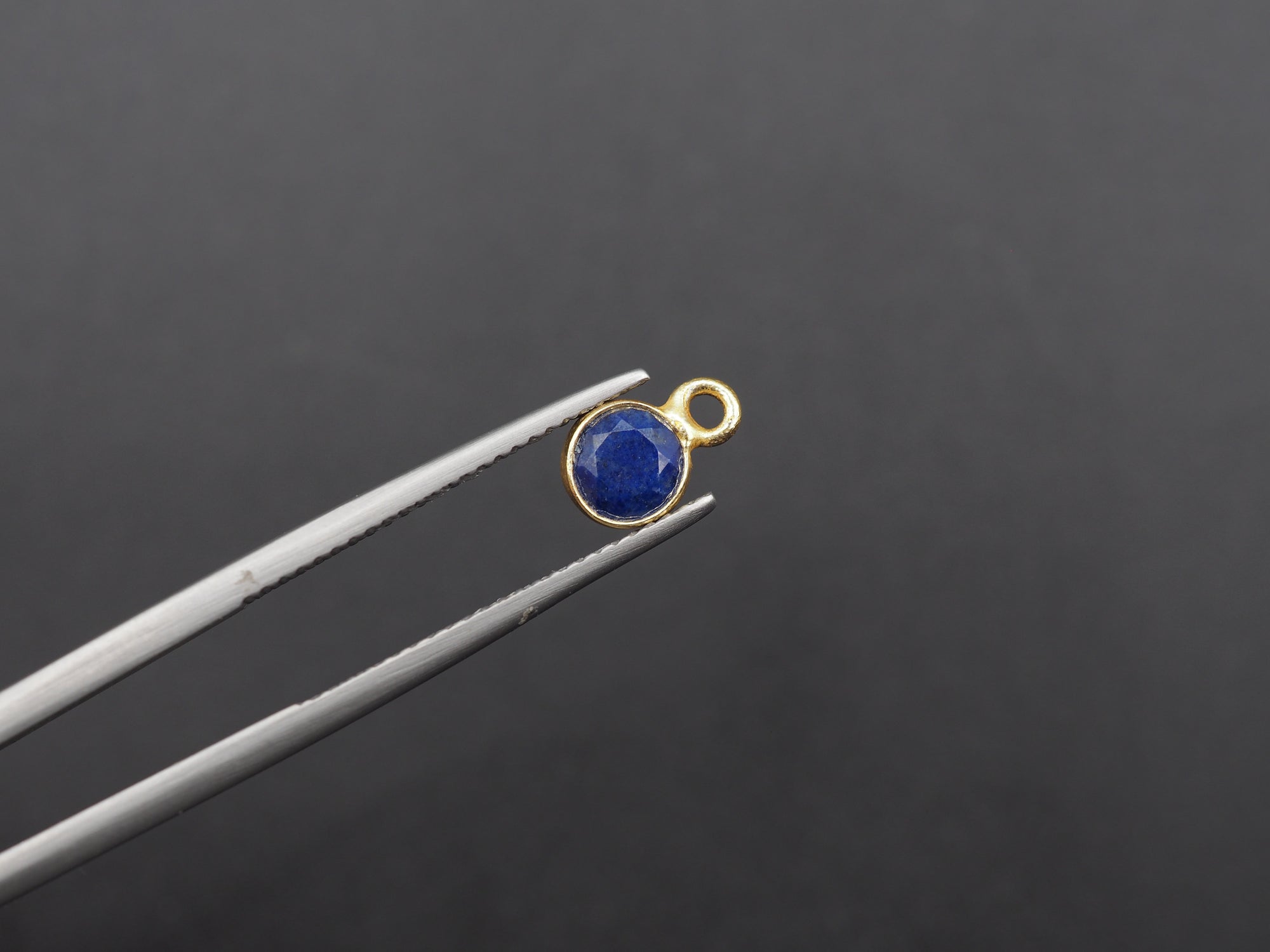 Lapis 18K Gold Filled Bezel 5 mm, Single Connector, Lapis Charm