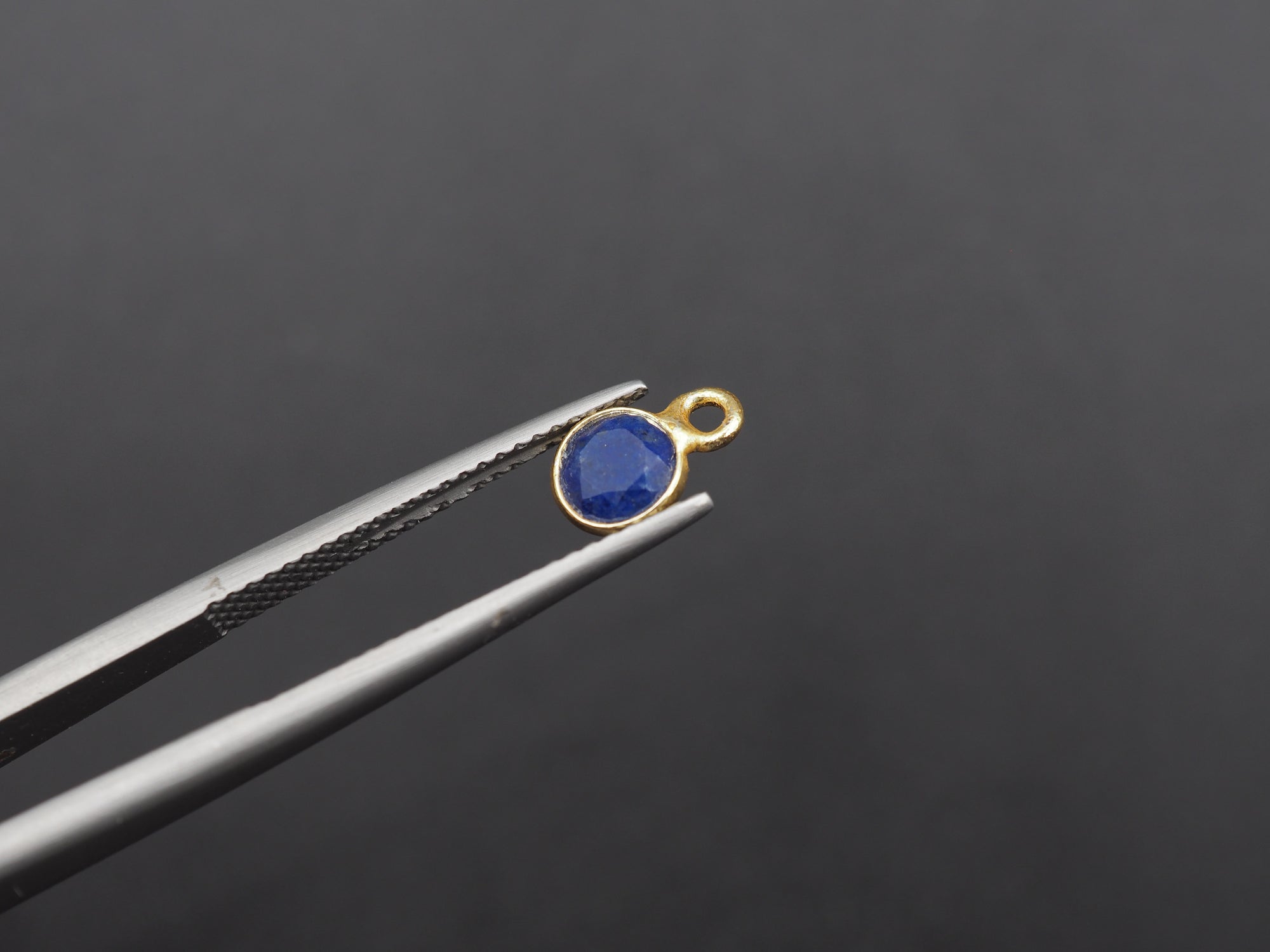 Lapis 18K Gold Filled Bezel 5 mm, Single Connector, Lapis Charm
