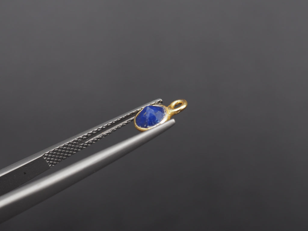 Lapis 18K Gold Filled Bezel 5 mm, Single Connector, Lapis Charm
