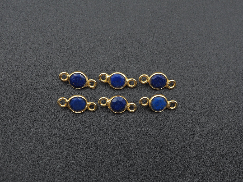 Lapis 18K Gold Filled Bezel 5 mm, Double Connector, Lapis Charm