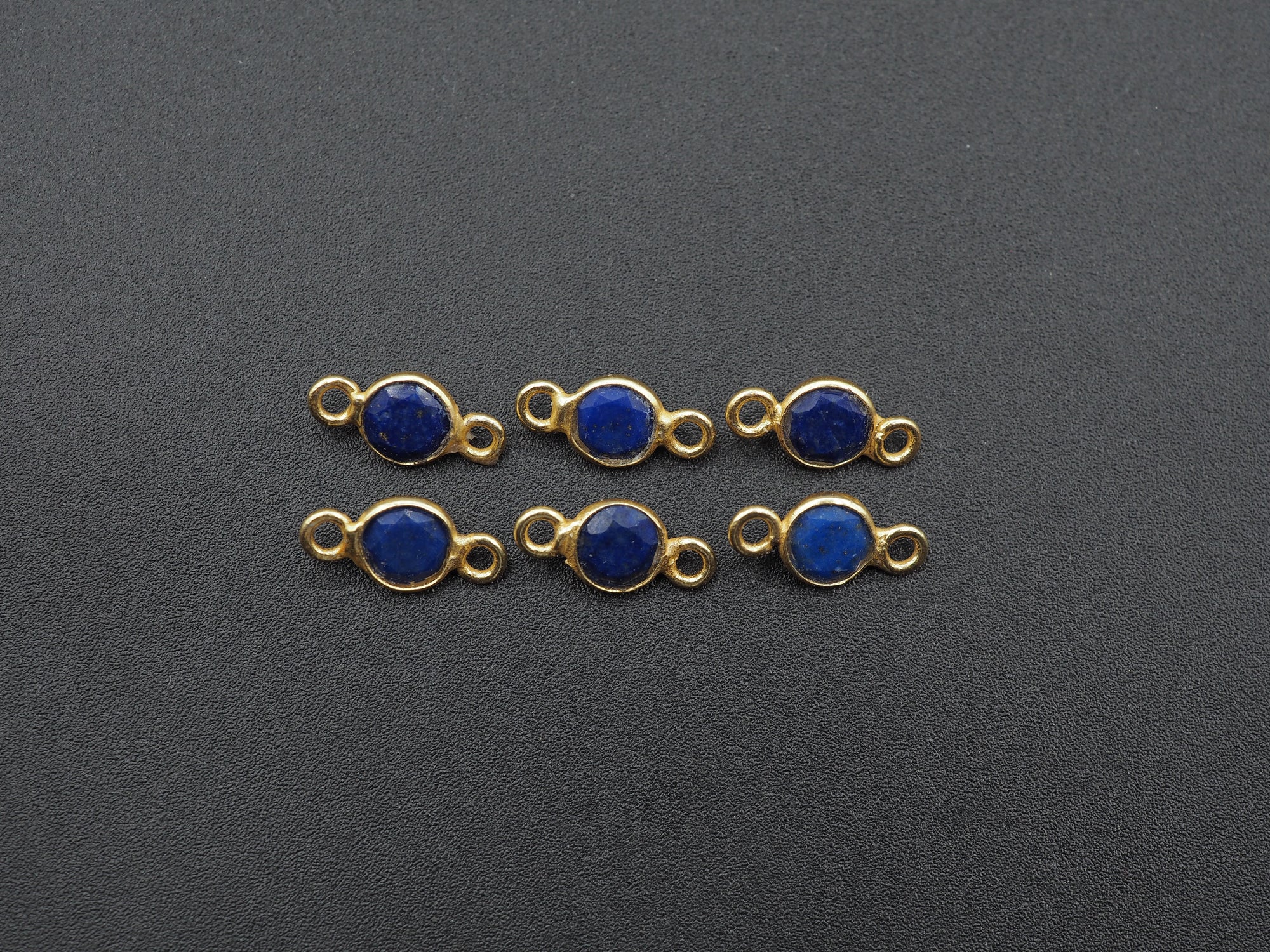 Lapis 18K Gold Filled Bezel 5 mm, Double Connector, Lapis Charm