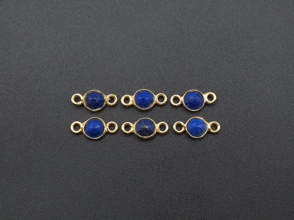 Lapis 18K Gold Filled Bezel 5 mm, Double Connector, Lapis Charm