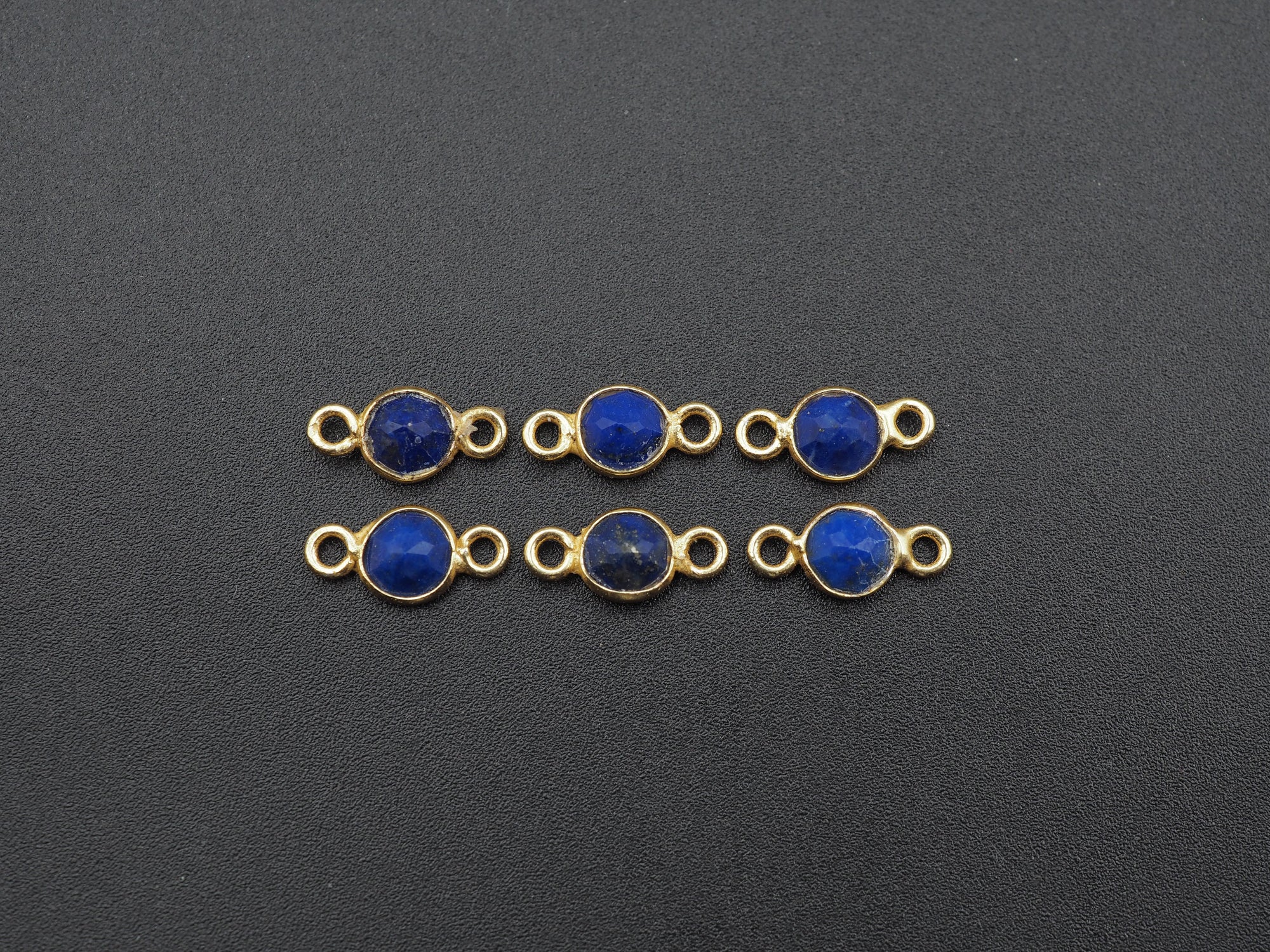 Lapis 18K Gold Filled Bezel 5 mm, Double Connector, Lapis Charm