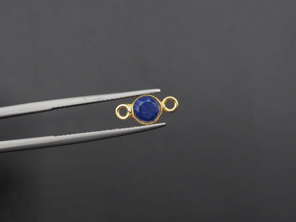Lapis 18K Gold Filled Bezel 5 mm, Double Connector, Lapis Charm