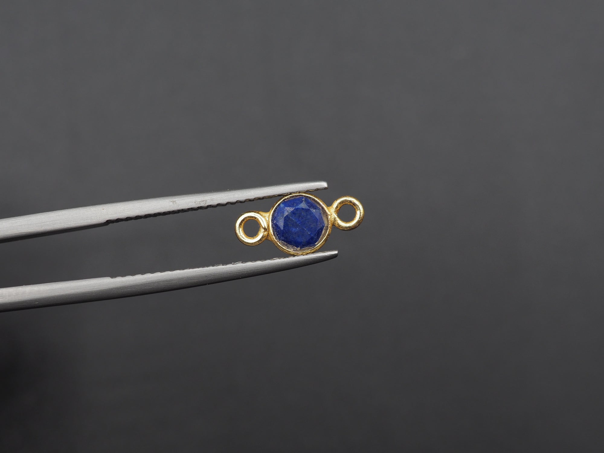 Lapis 18K Gold Filled Bezel 5 mm, Double Connector, Lapis Charm