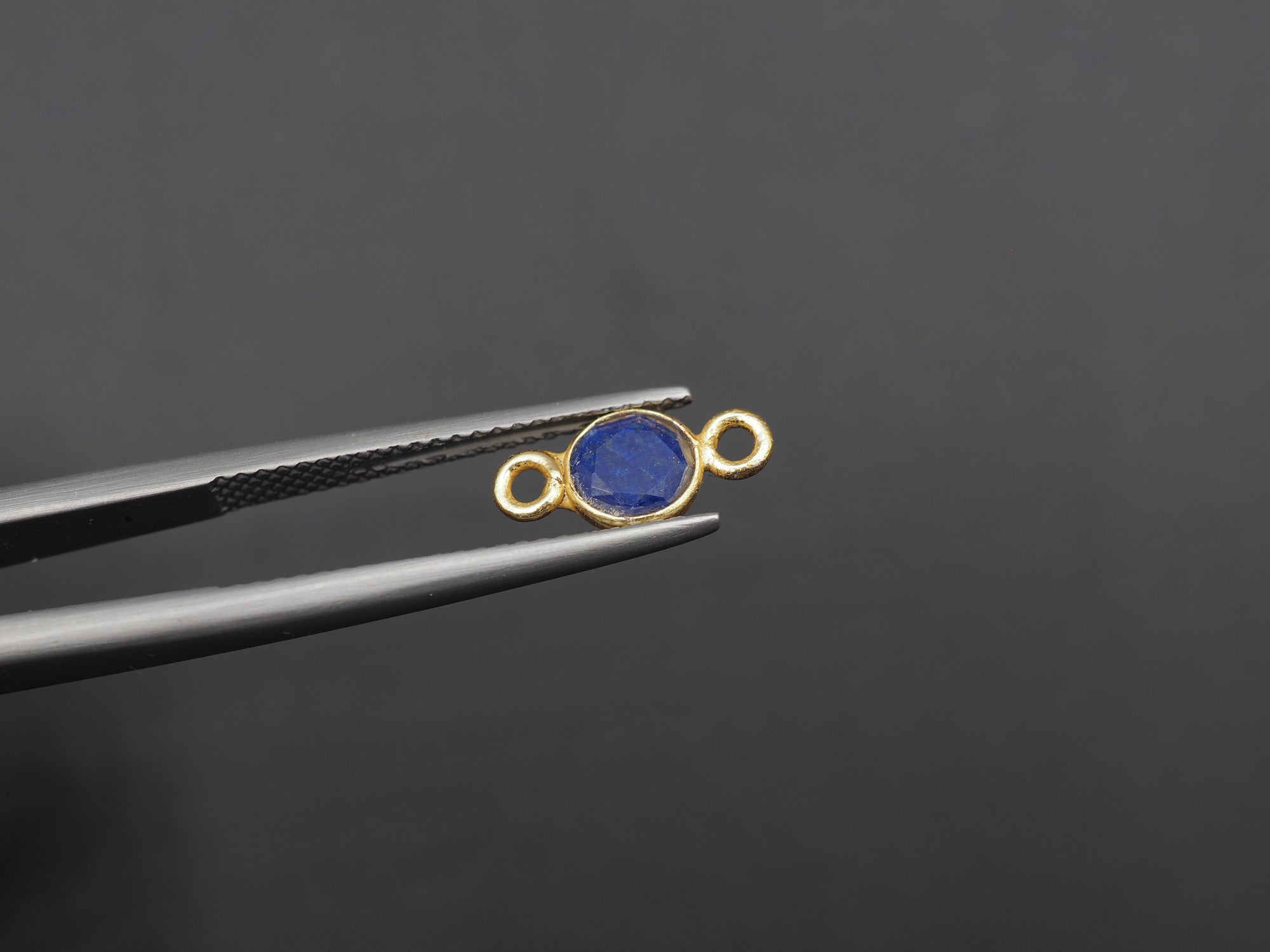 Lapis 18K Gold Filled Bezel 5 mm, Double Connector, Lapis Charm