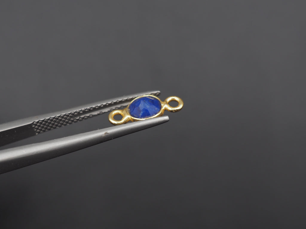 Lapis 18K Gold Filled Bezel 5 mm, Double Connector, Lapis Charm