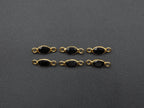Black Onyx 18K Gold Filled Bezel 6x4mm ,Double Connector, Onyx Charm