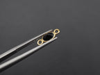 Black Onyx 18K Gold Filled Bezel 6x4mm ,Double Connector, Onyx Charm