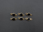 Black Onyx 18K Gold Filled Bezel 6 mm, Double Connector, Onyx Charm