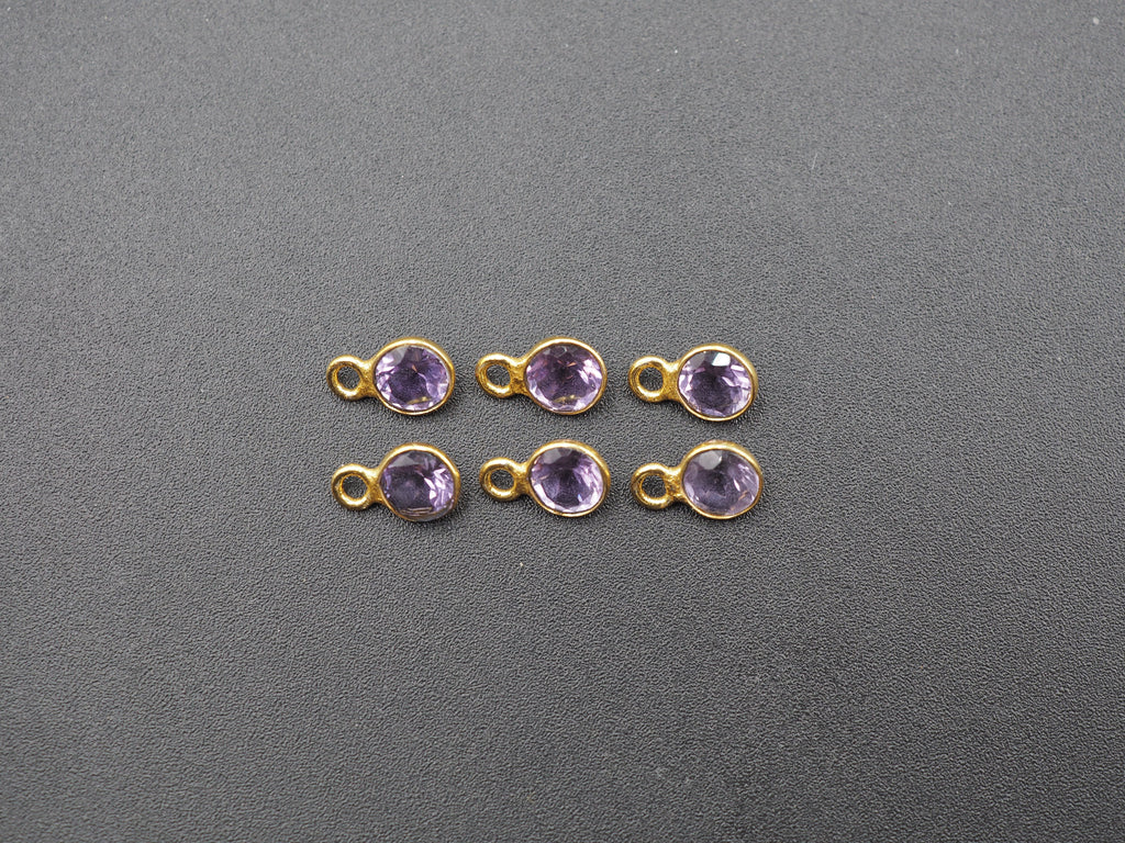 Amethyst 18K Gold Filled Bezel 5 mm, Single Connector, Amethyst Charm