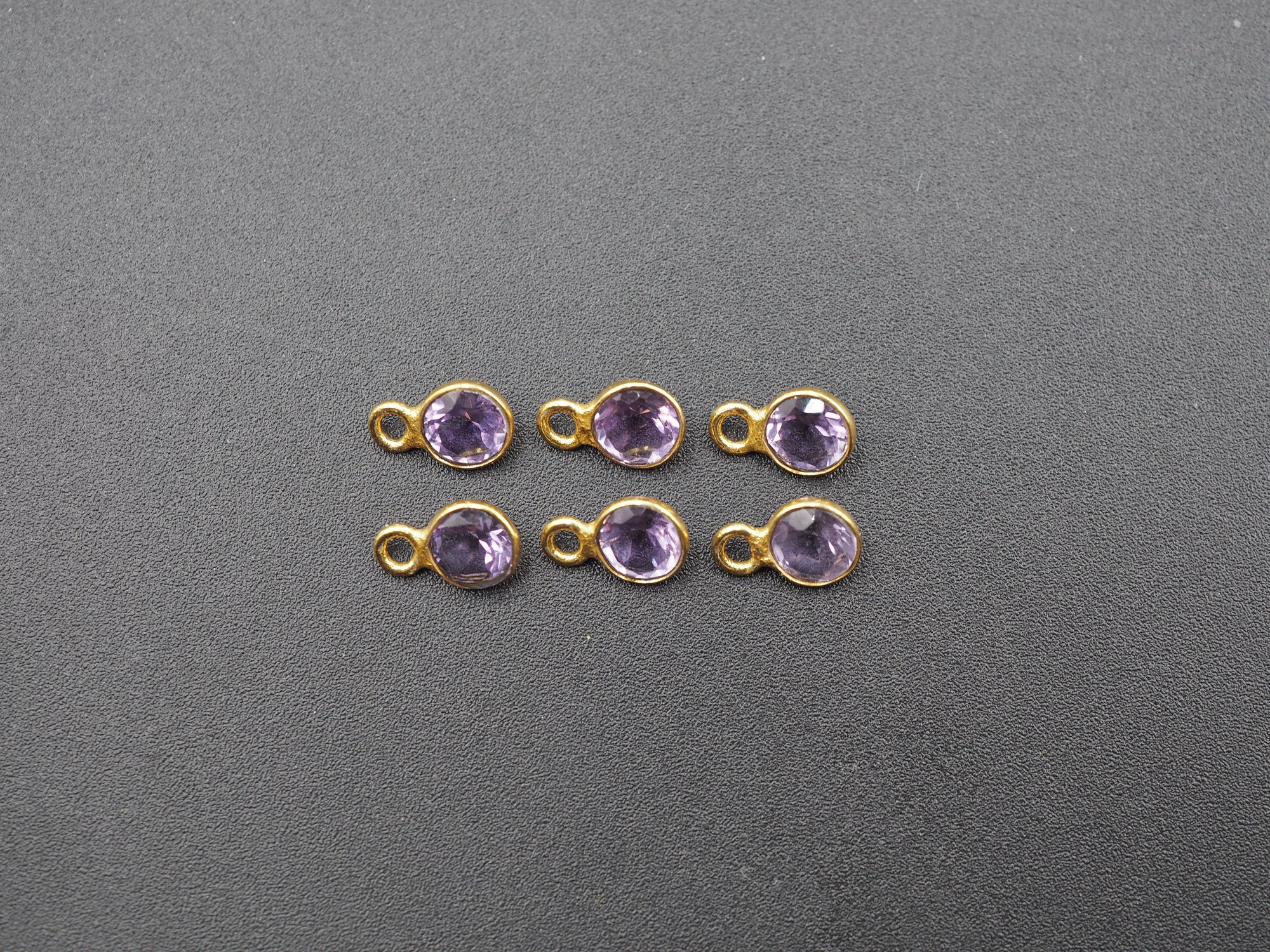 Amethyst 18K Gold Filled Bezel 5 mm, Single Connector, Amethyst Charm