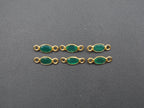 Green Onyx 18K Gold Filled Bezel 6x4 mm, Double Connector Onyx Charm