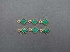 Green Onyx 18K Gold Filled Bezel 6x6 mm, Single Connector Onyx Charm