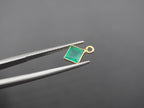 Green Onyx 18K Gold Filled Bezel 6x6 mm, Single Connector Onyx Charm