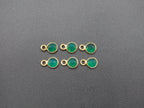 Green Onyx 18K Gold Filled Bezel 5.5 mm, Single Connector Onyx Charm