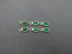 Green Onyx 18K Gold Filled Bezel 6x4 mm, Single Connector Onyx Charm