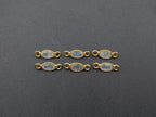 Rainbow Moonstone 18K Gold Filled Bezel 6x4 mm, Double Connector, Rainbow Moonstone Charm