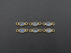 Rainbow Moonstone 18K Gold Filled Bezel 6x4 mm, Double Connector, Rainbow Moonstone Charm