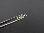 Rainbow Moonstone 18K Gold Filled Bezel 6x4 mm, Double Connector, Rainbow Moonstone Charm
