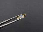 Rainbow Moonstone 18K Gold Filled Bezel 6x4 mm, Double Connector, Rainbow Moonstone Charm