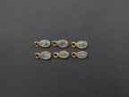 Rainbow Moonstone 18K Gold Filled Bezel 6x4 mm, Single Connector, Rainbow Moonstone Charm