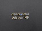 Rainbow Moonstone 18K Gold Filled Bezel 6x4 mm, Single Connector, Rainbow Moonstone Charm