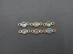 Labradorite 18K Gold Filled Bezel 5 mm, Double Connector, Labradorite Charm