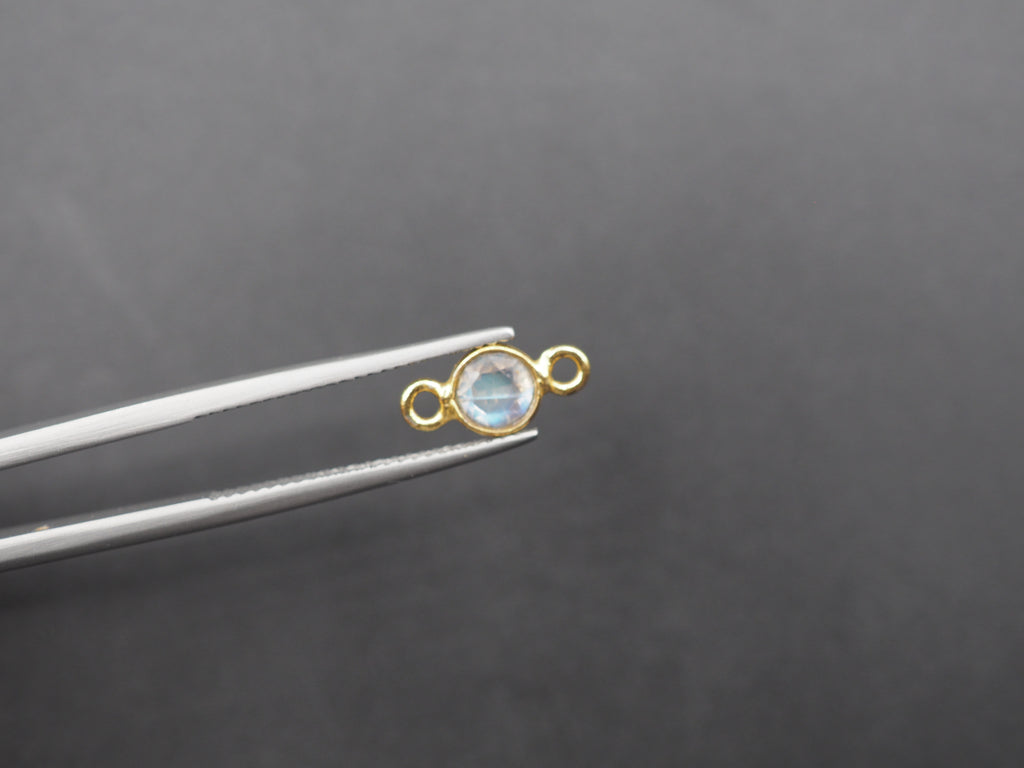 Labradorite 18K Gold Filled Bezel 5 mm, Double Connector, Labradorite Charm