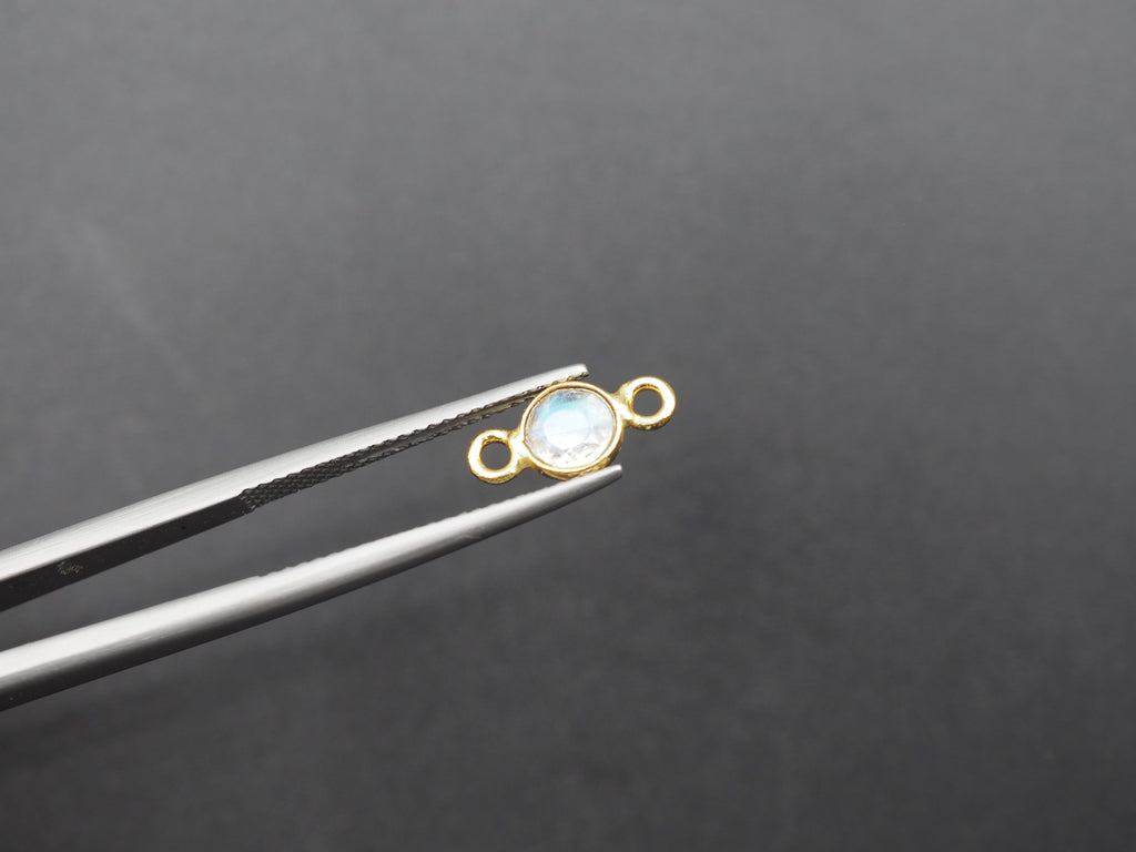 Labradorite 18K Gold Filled Bezel 5 mm, Double Connector, Labradorite Charm