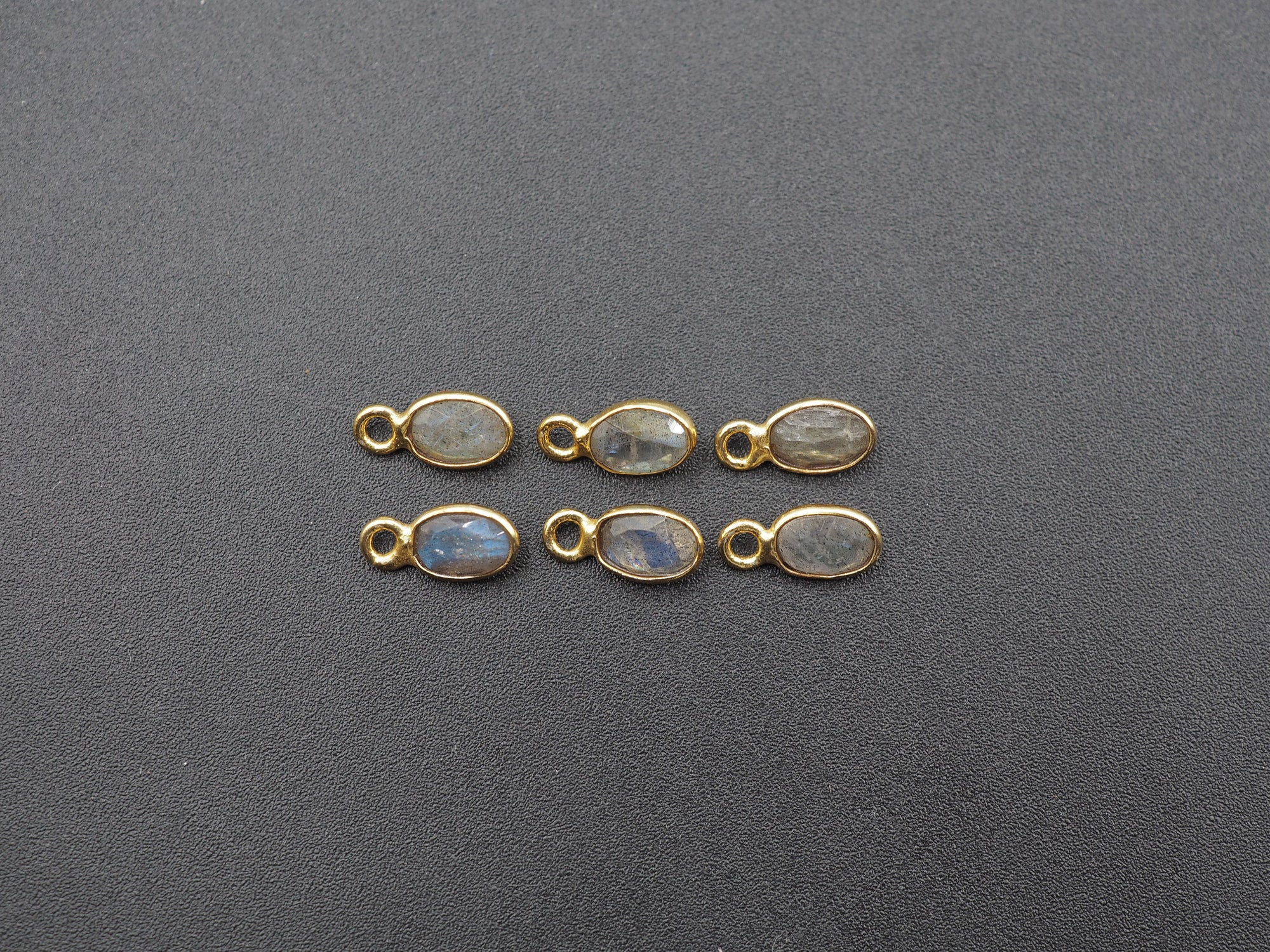 Labradorite 18K Gold Filled Bezel 6x4 mm, Single Connector, Labradorite Charm
