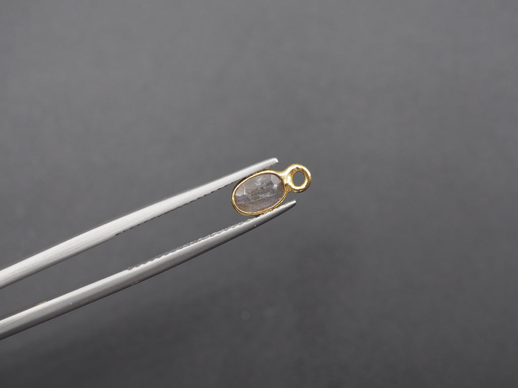 Labradorite 18K Gold Filled Bezel 6x4 mm, Single Connector, Labradorite Charm