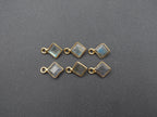 Labradorite 18K Gold Filled Bezel 6x6 mm, Single Connector, Labradorite Charm