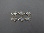 Labradorite 18K Gold Filled Bezel 6x6 mm, Single Connector, Labradorite Charm