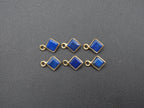 Lapis 18K Gold Filled Bezel 6x6 mm, Single Connector, Charm, 6pcs