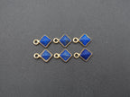 Lapis 18K Gold Filled Bezel 6x6 mm, Single Connector, Charm, 6pcs